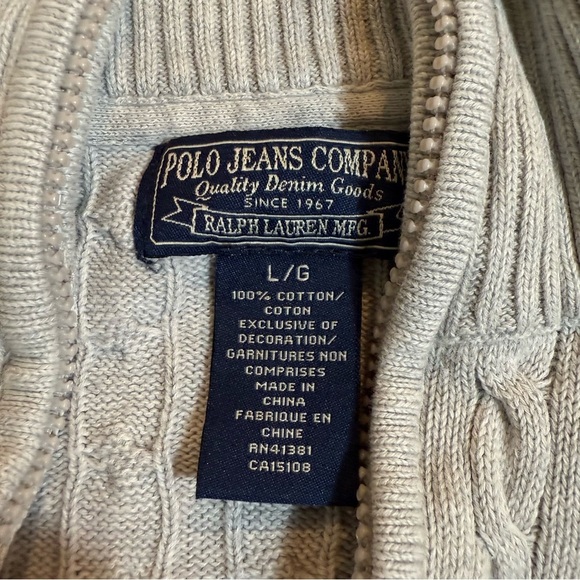Vintage Polo Jeans Co Ralph Lauren cable sweater grey size Large - Picture 4 of 10